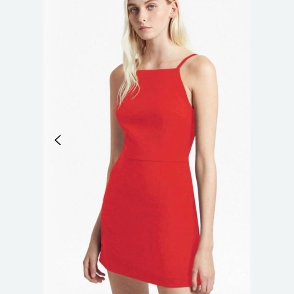 French Connection Red Mini Dress Spaghetti Strap Bodycon Cocktail Size 8